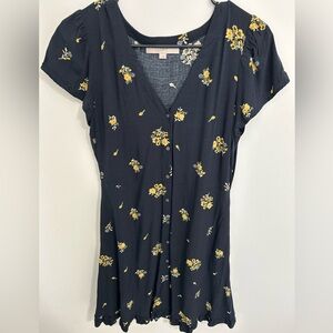 LOFT Spring Sun Dress with Yellow Floral Pattern